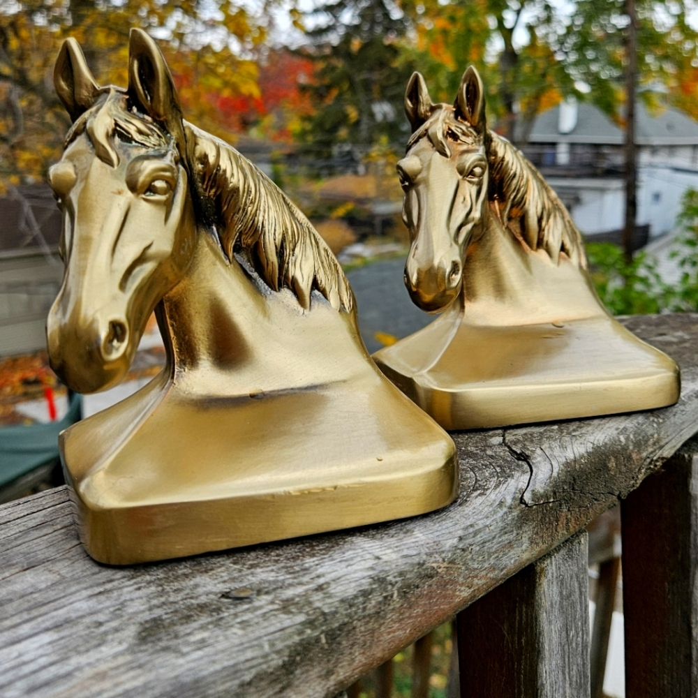 Vinatge 1980's American Made Brass Bookends